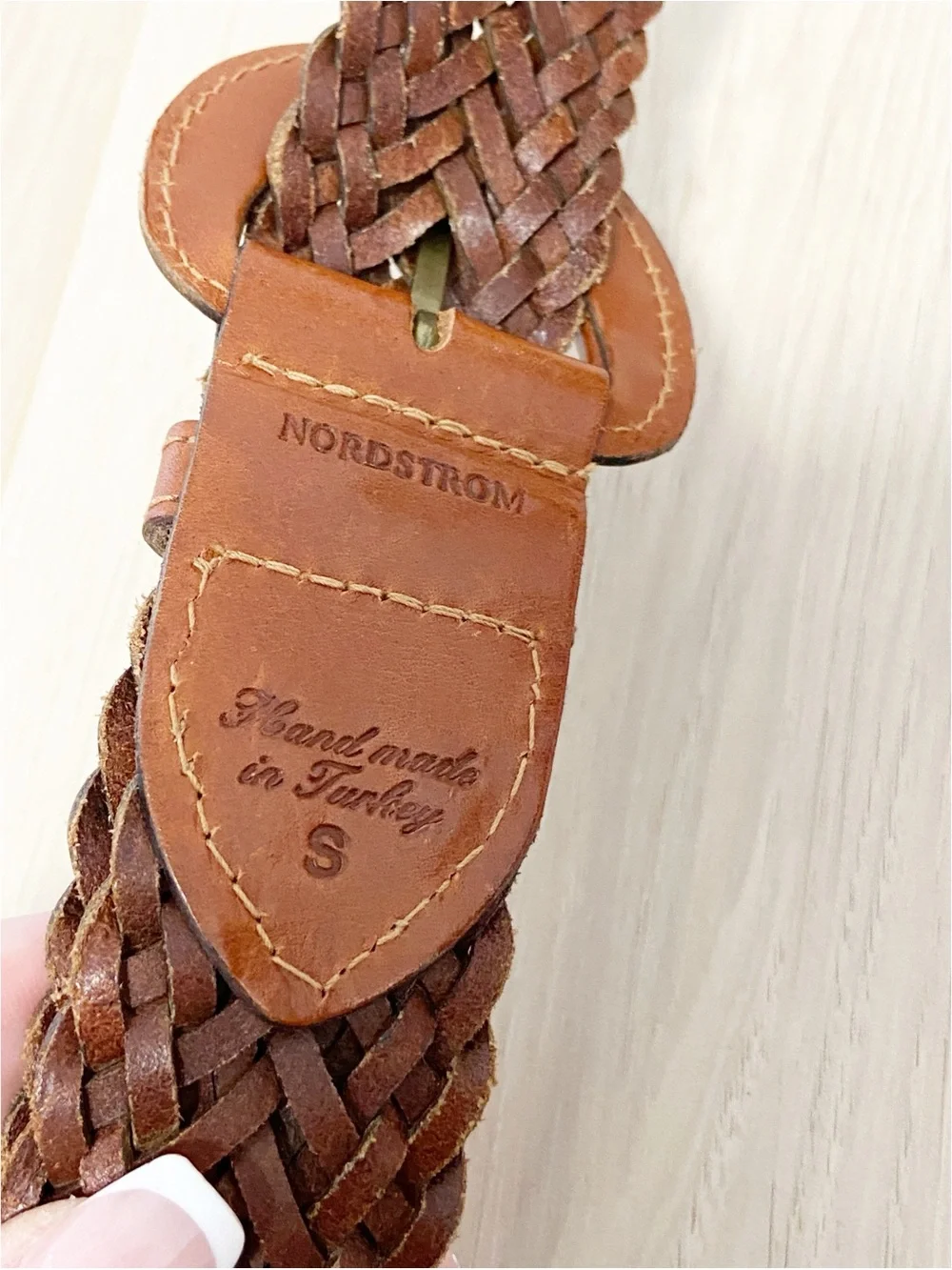 Vintage Nordstrom woven braided leather belt brown made in italy